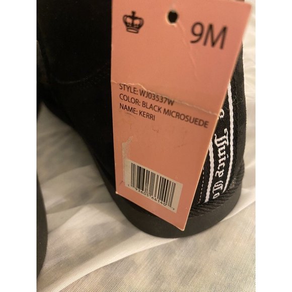 Juicy Couture Black Faux Fur Lining Suede Embroidered Jewels Ankle Booties/Kerri - Picture 3 of 6